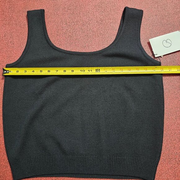 St. John Black Santana Knit Tank Top L Scoop Neck Quiet Luxury Old Money NWT - Picture 6 of 7